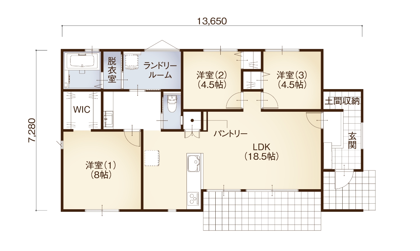 平屋26S7.5a 間取り