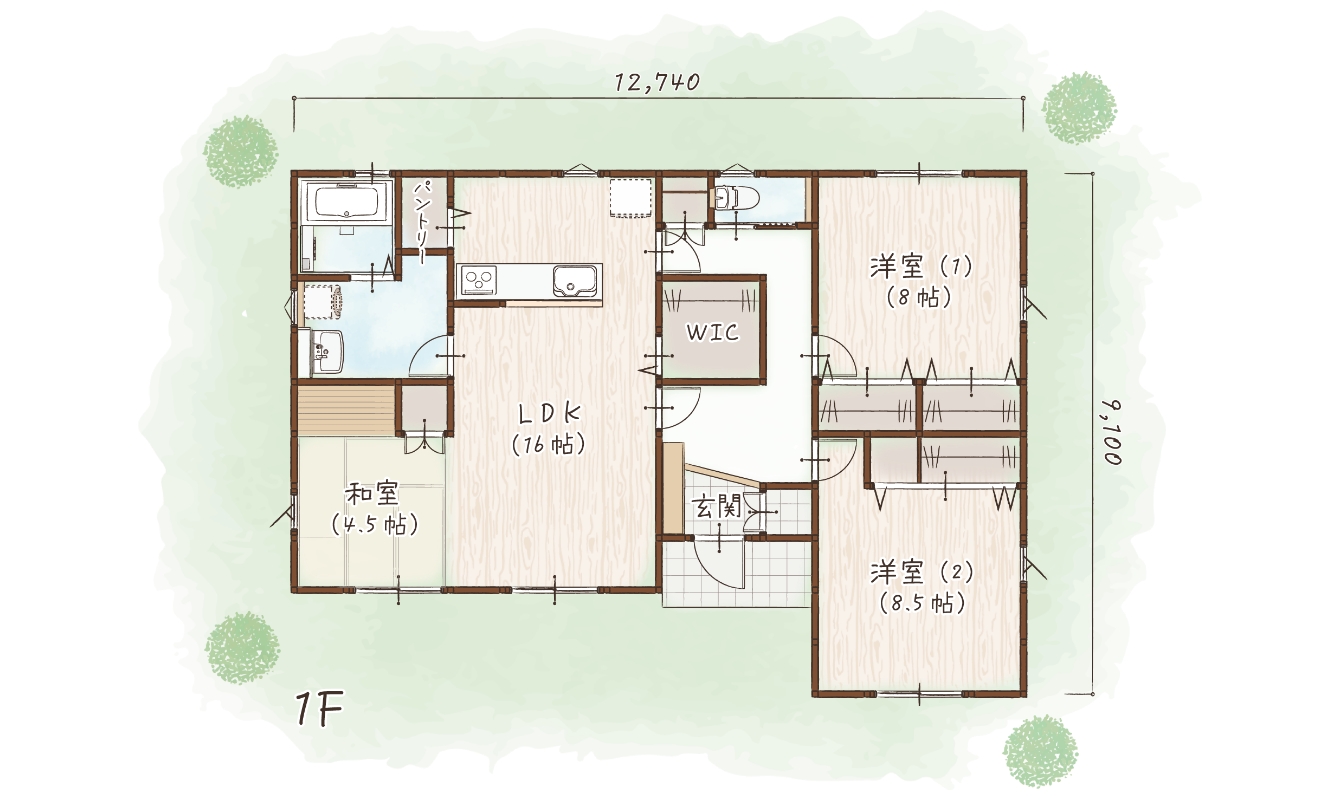平屋29S7.0a 間取り