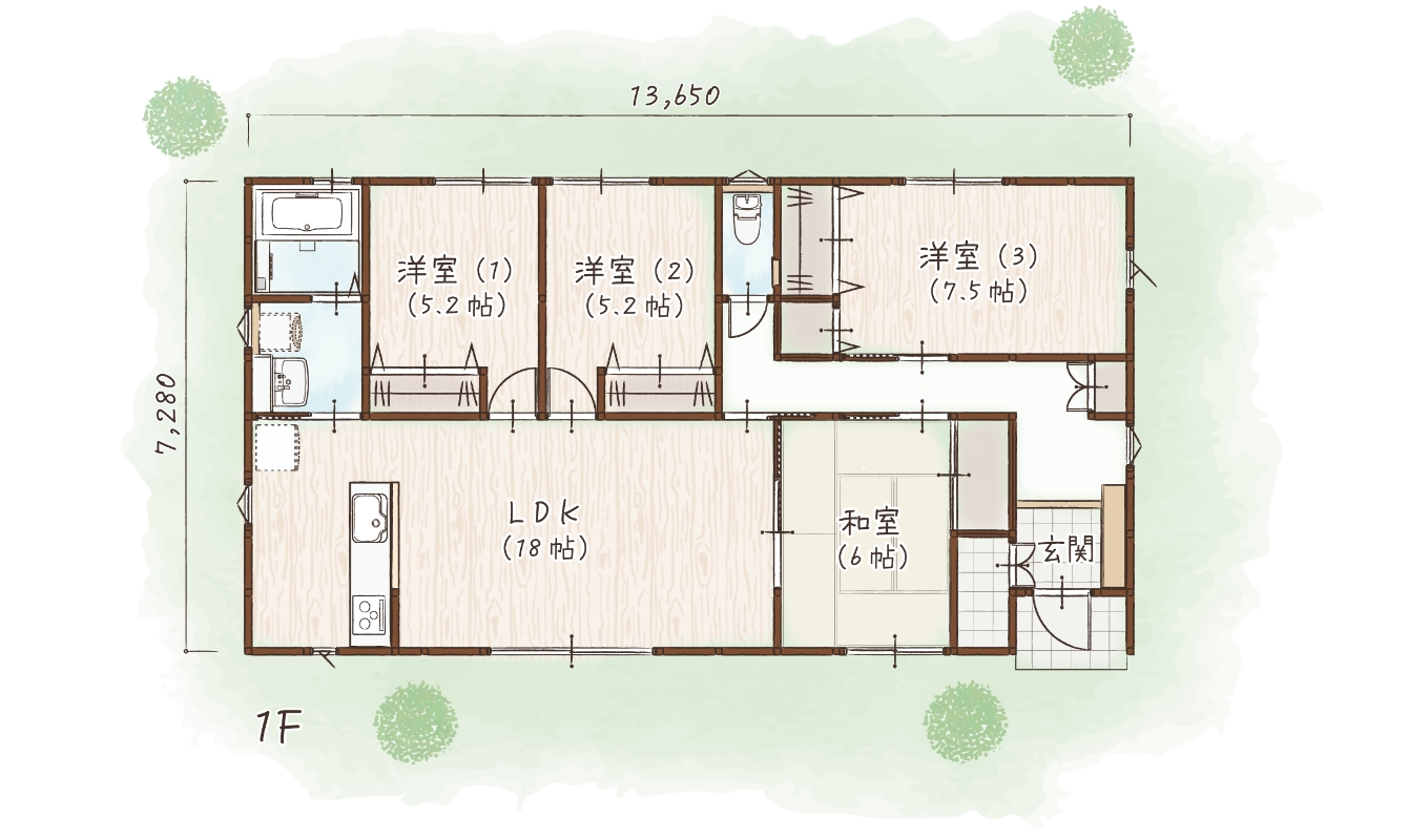 平屋29S7.5a 間取り
